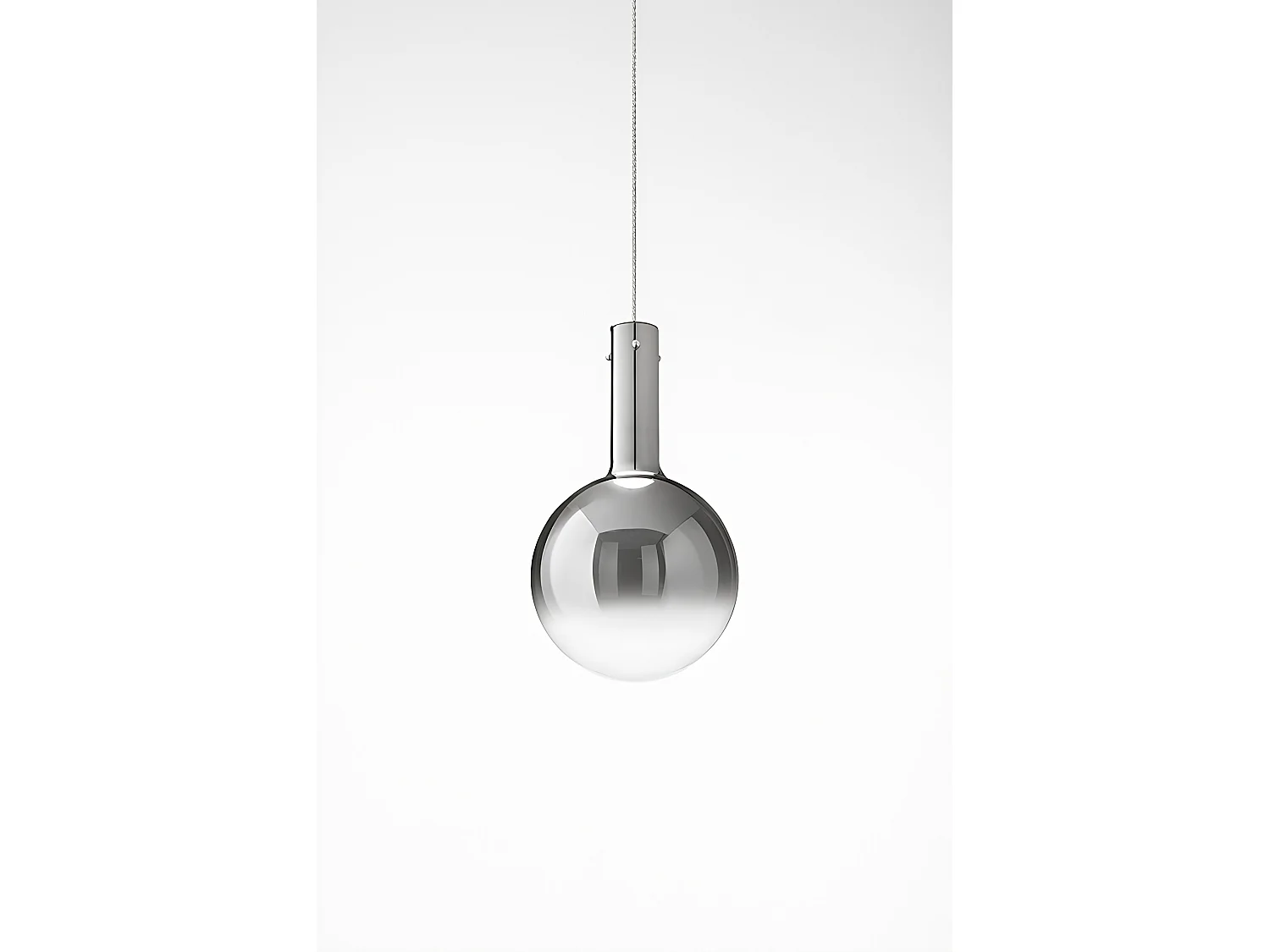 7W LED Pendant Lamp in Smoked Borosilicate Glass, Chrome Frame, Warm Light 3000K, Size 25x43 cm - Perenz