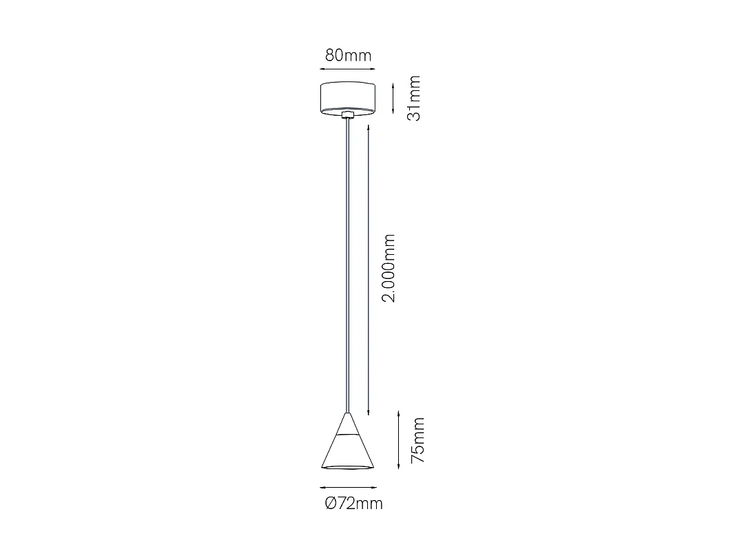 Zoe Surface hanglamp Beneito & Faure 7W 38° 3000K mat wit - conisch ontwerp LED CRI90 UGR<19 voor binnenverlichting