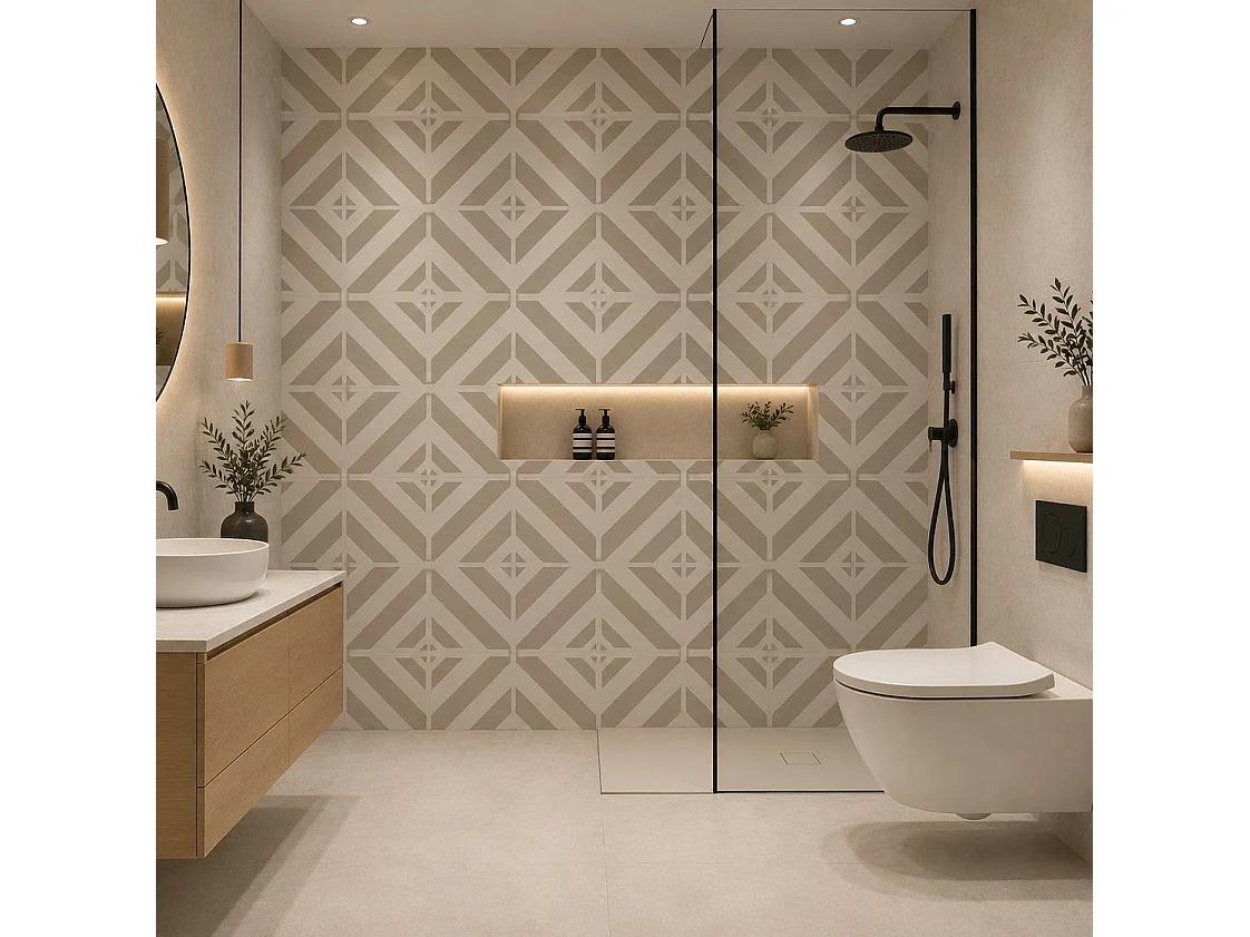 Piastrelle Autoadesive PVC Divina Home Effetto Maiolica Creta, Set 22 Pz per 2 mq, Spessore 0,15 cm, 30,4x30,4 cm - Stile Decorativo e Versatile
