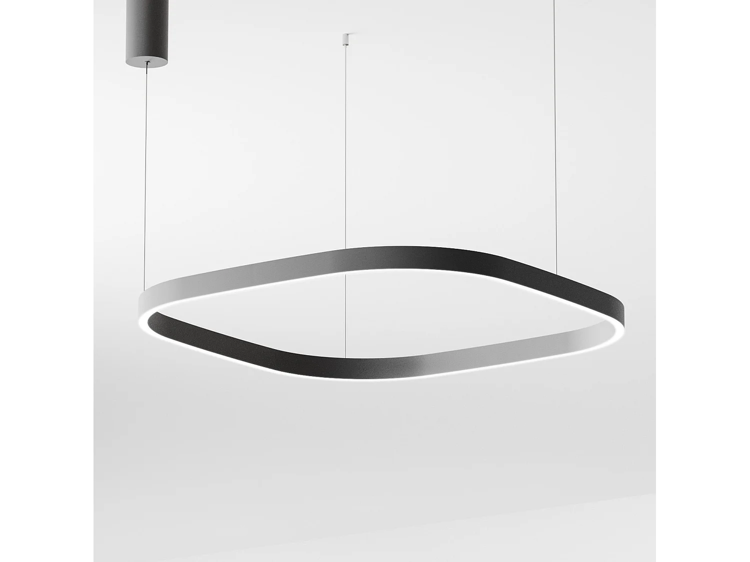 CRISEIDE S/1G Q Quadratische LED-Pendelleuchte 80W 4200lm 3000K Dimmbar Satin Schwarz Aluminium - Gealuce