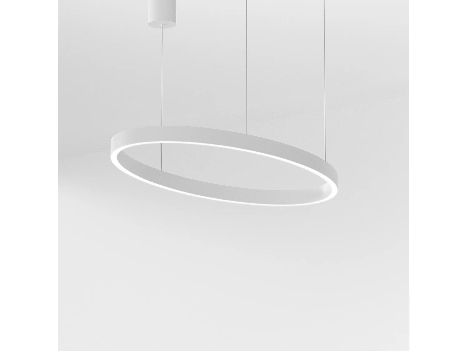 CRISEIDE S/1P OVAL Hanglamp - 30W+30W LED 3000K Dimbaar in Satijnwit, Aluminium Frame, Design - Gealuce