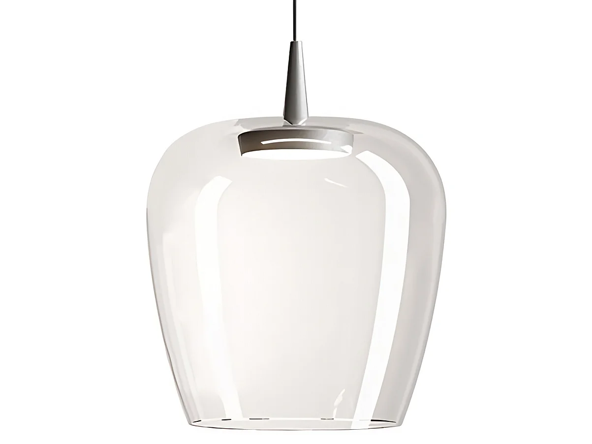 Zafferano Bilia pendant lamp 230V LED 8W in aluminum and transparent borosilicate glass, bell design with diameter 27 cm, CRI 90