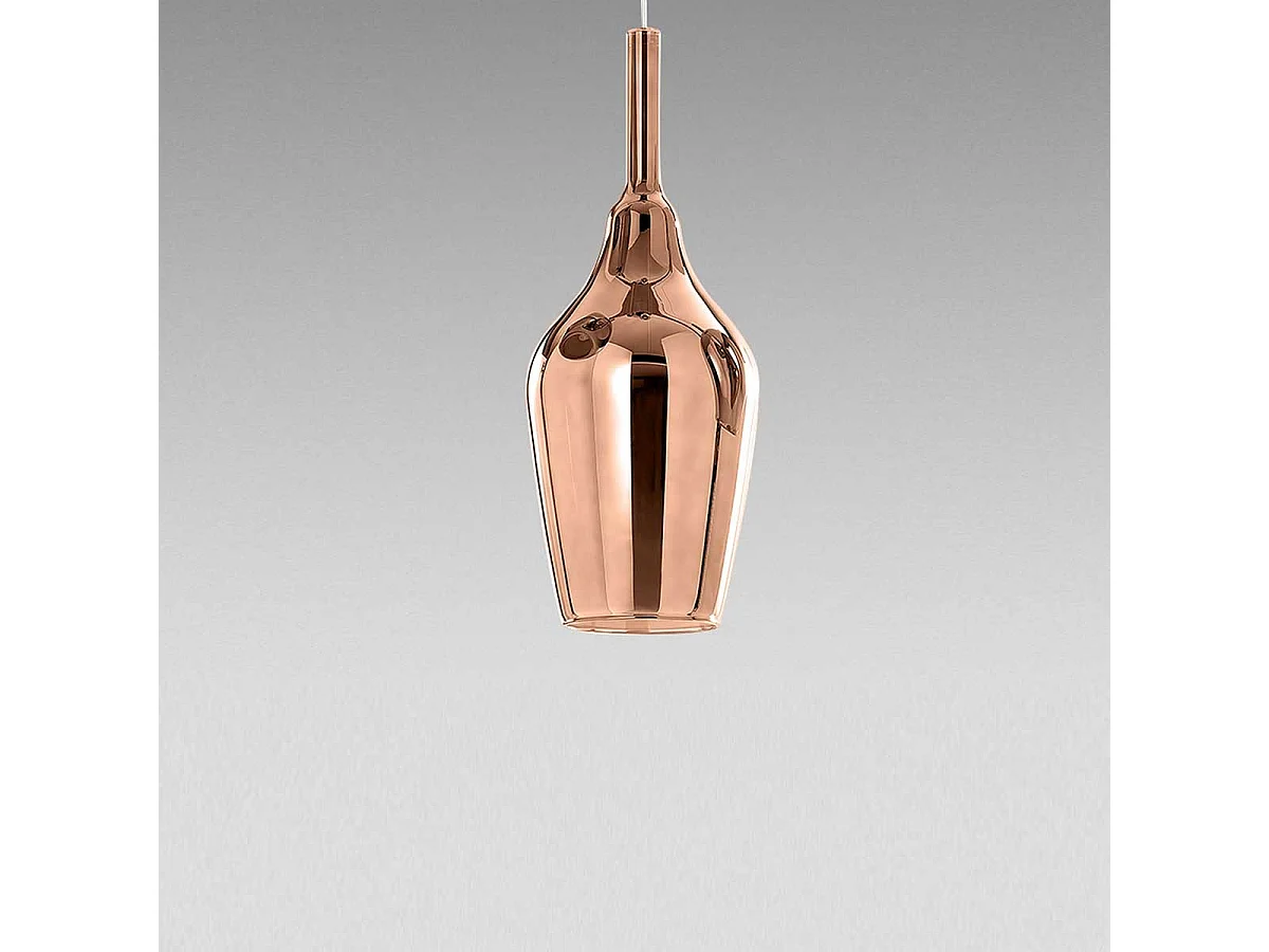 Ofelia S/12 Mini Lampada a Sospensione in Vetro Borosilicato Rame Specchiato con Attacco G9 e Cavo 3 metri per Interni - Gealuce