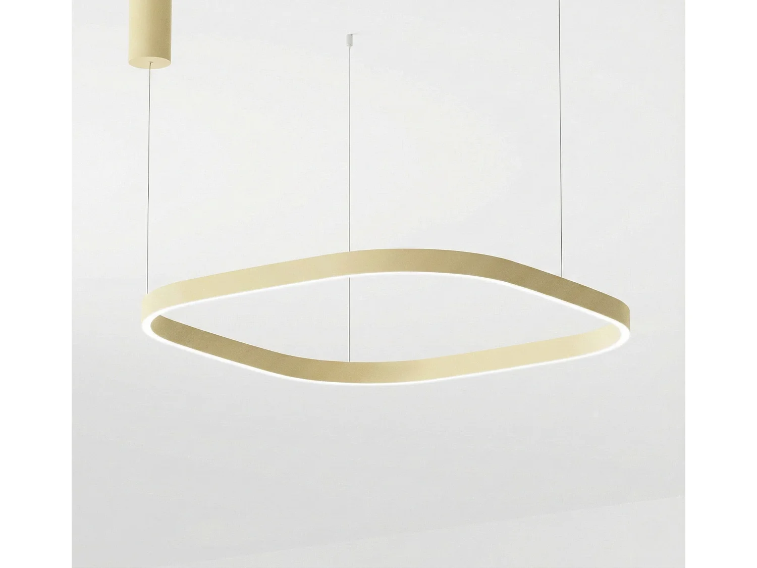 CRISEIDE S/1G Q Pendelleuchte – 80 W LED, 3000 K, dimmbar, in neuem Beige, Aluminiumrahmen, Silikondiffusor – Gealuce
