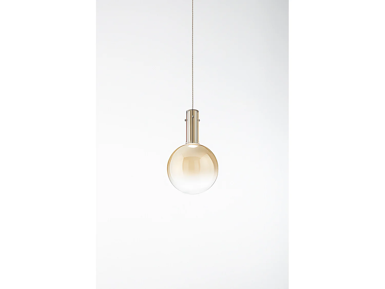 LED Pendant Lamp Series 8310 Amber Glass, Polished Chrome Frame, 5W 3000K, Diameter 20 cm, 200 cm Cable IP20 - Perenz