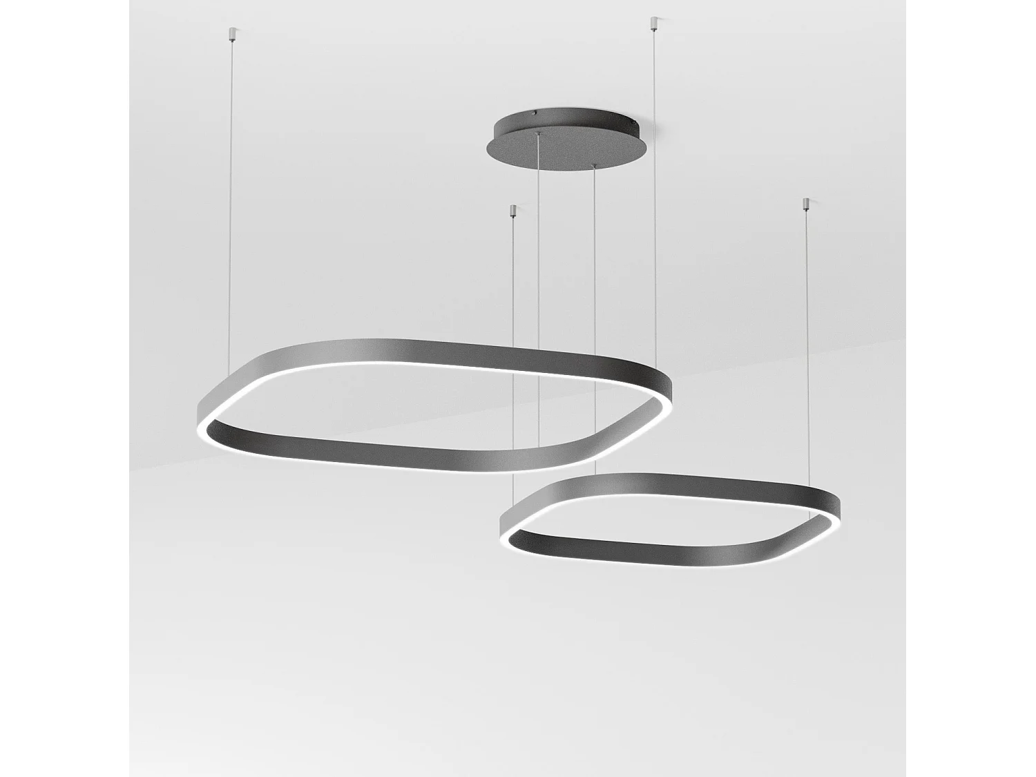 Criseide S/2D Q Pendelleuchte – 90 W LED, 3000 K, 4000 lm, schwarzes Aluminium – dimmbar, Phasenanschnittsteuerung – Gealuce