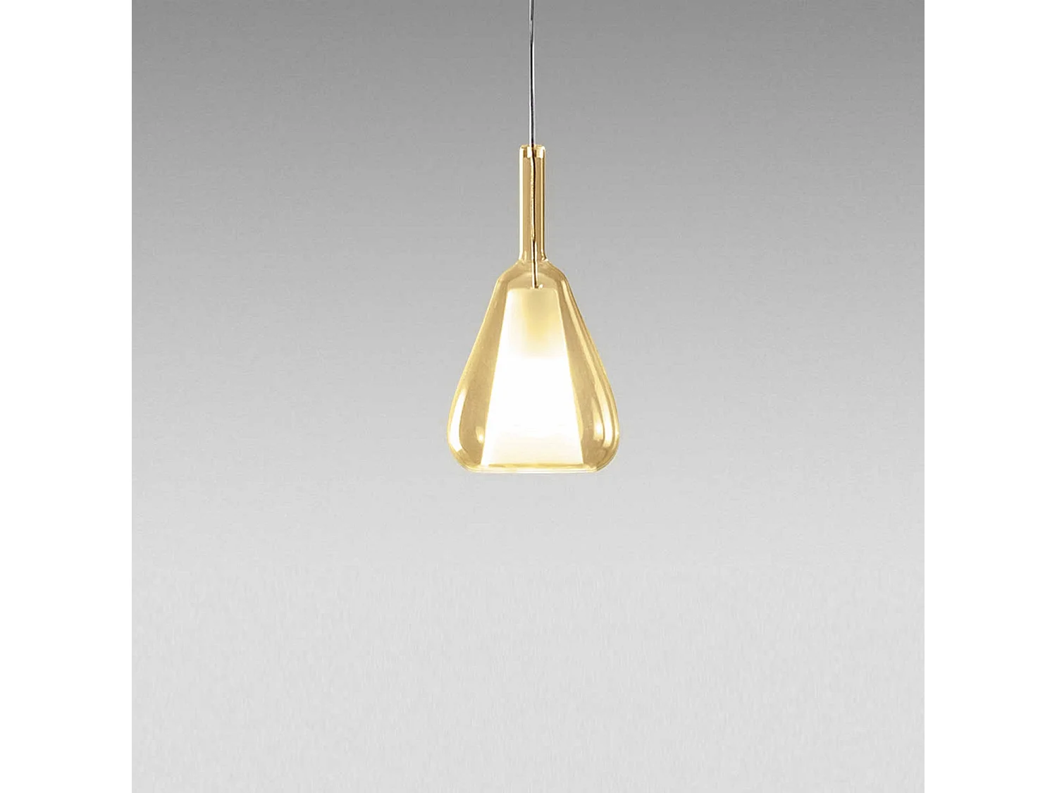 Ofelia S/11 mini pendellampe lavet af transparent, ravfarvet borosilikatglas med E27-fatning, 3 meter kabel - Gea Luce