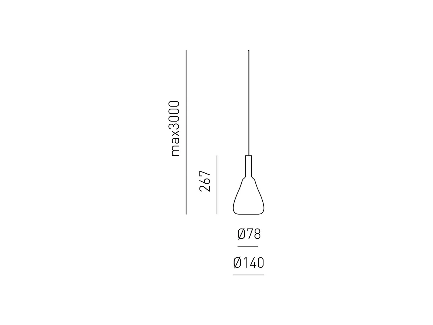 Ofelia S/11 mini pendellampe lavet af transparent, ravfarvet borosilikatglas med E27-fatning, 3 meter kabel - Gea Luce