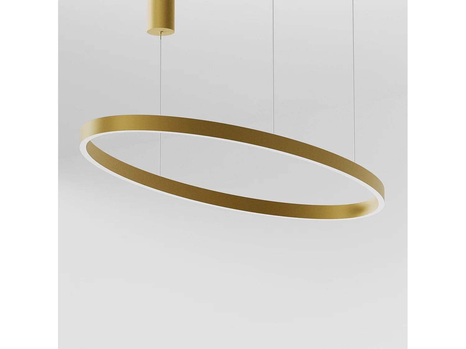 CRISEIDE S/1G Ovale Pendelleuchte – 100 W LED, 3000 K, dimmbar, in gebürstetem Gold, Aluminiumrahmen und Silikondiffusor – Gealuce
