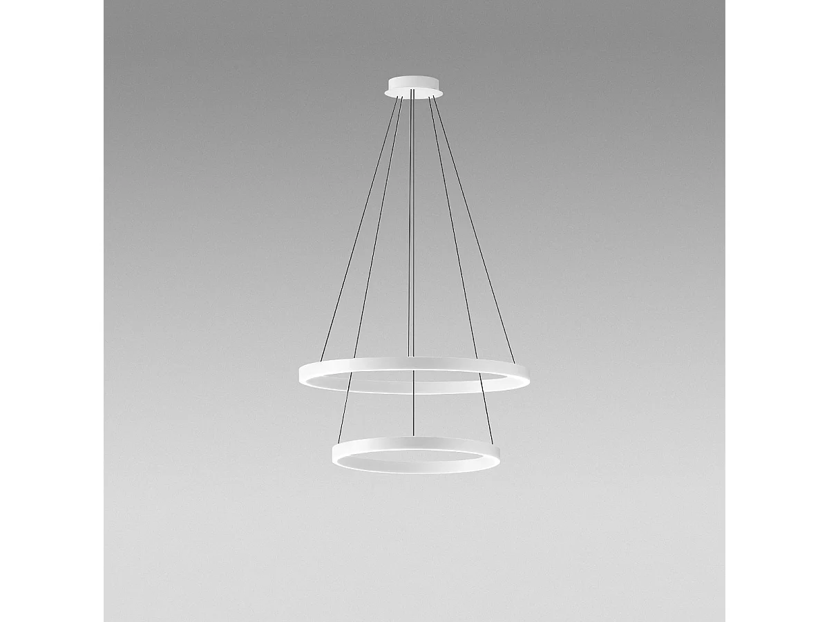 Criseide S/2P Weiße Pendelleuchte – Integrierte LED 60 W 3200 lm 3000 K dimmbar, doppelte Lichtabstrahlung, Aluminium und Silikon – Gealuce