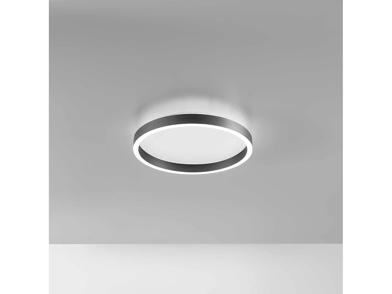 Lampa sufitowa LED AELA P/P 36W, podwójna emisja, 1800-1900 lm, 3000 K/4000 K, kolor czarny, satynowe aluminium, ściemnialna, fazowana - Gealuce