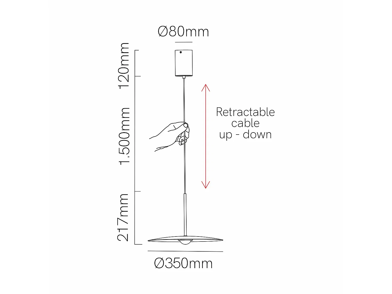 LED-hanglamp met kapvormig oppervlak, 8W, 83° stralingshoek, 2700K, matzwart - Plafond- of inbouwarmatuur voor binnenverlichting - Beneito & Faure