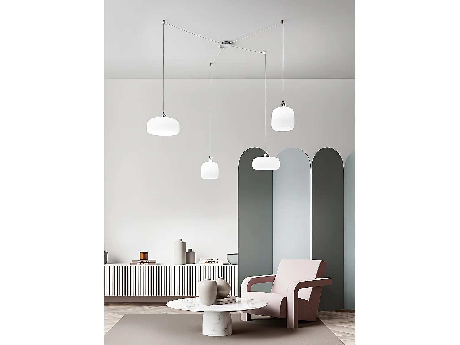 Hanglamp van glanzend wit geblazen glas, diameter 33 cm, E27 fitting, modern en elegant design voor interieurs - Perenz