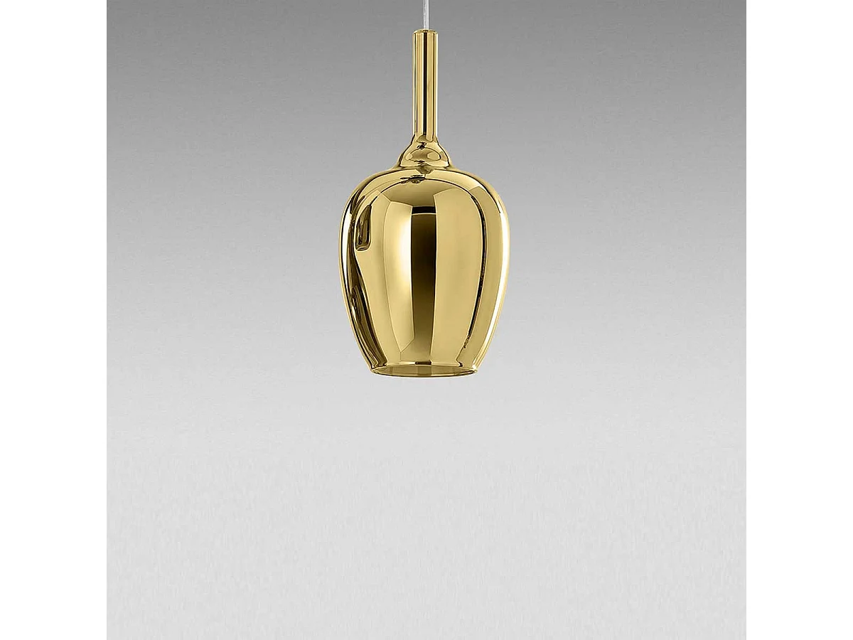 OFELIA S/10 MINI Pendelleuchte – Diffusor aus verspiegeltem Gold-Borosilikatglas, 3 m Kabel, G9-Fassung – Gea Luce