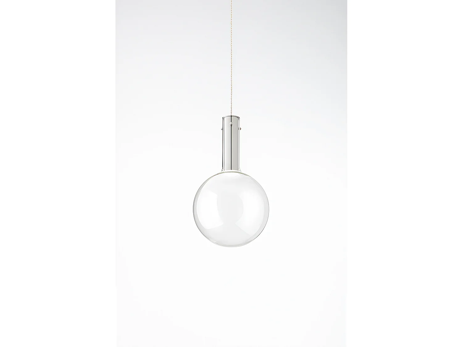 7W LED Pendant Lamp in Transparent Borosilicate Glass, Chrome Frame, Warm Light 3000K, Size 25x43 cm - Perenz