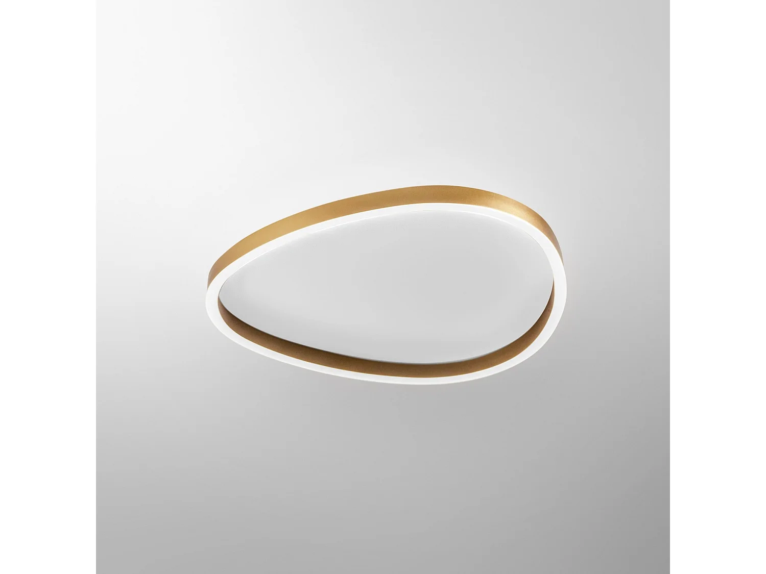 Luminária de teto Ecaris P/M 50W+10W LED 3100-3200lm CCT 3000K/4000K Dimerizável em Alumínio Dourado Escovado - Gealuce
