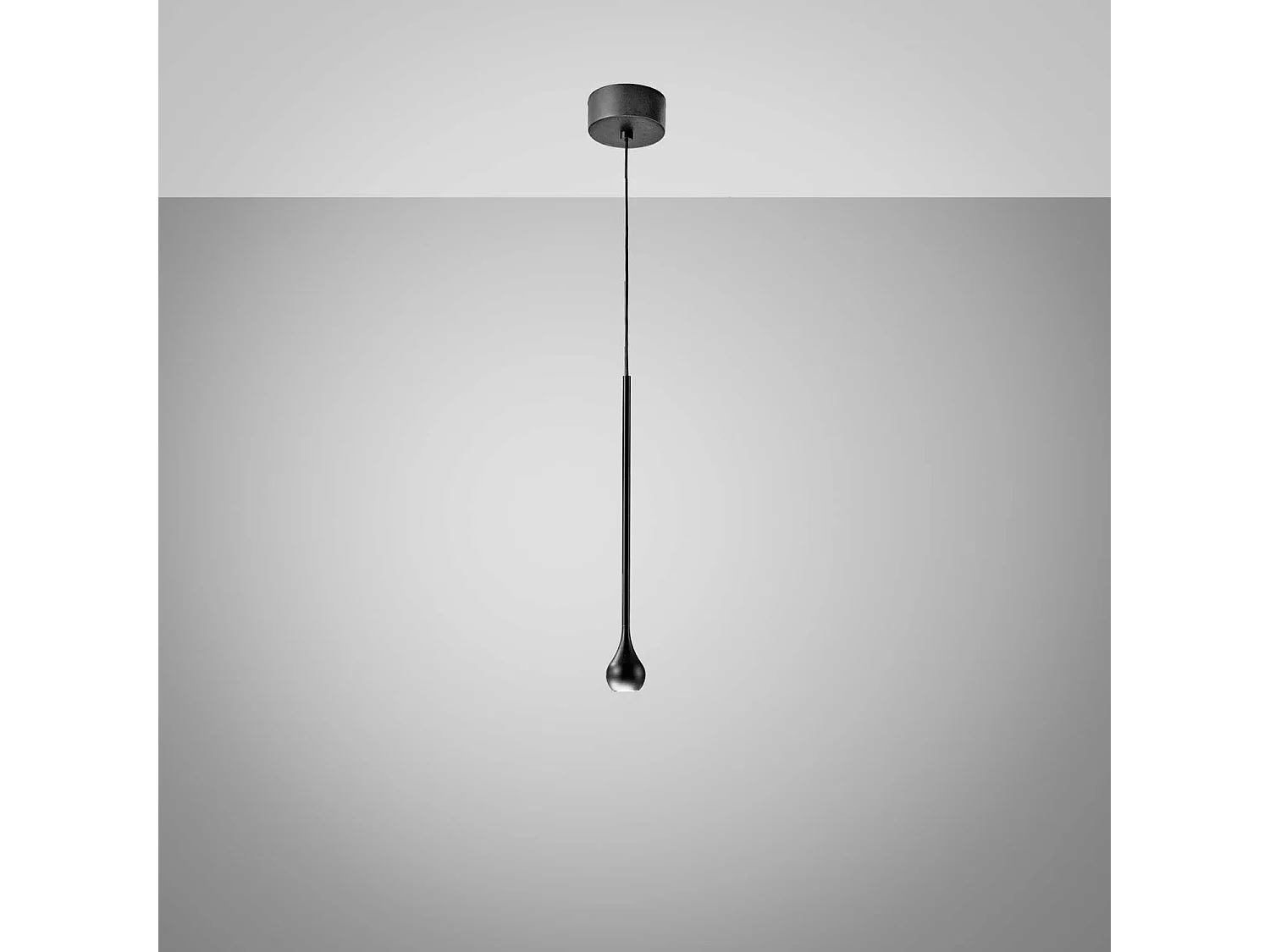Lampa wisząca URSULA S/P Black – pojedyncza lampa wisząca LED 5W 3000K 255lm 24°, aluminiowa rama IP20 – Gea Luce