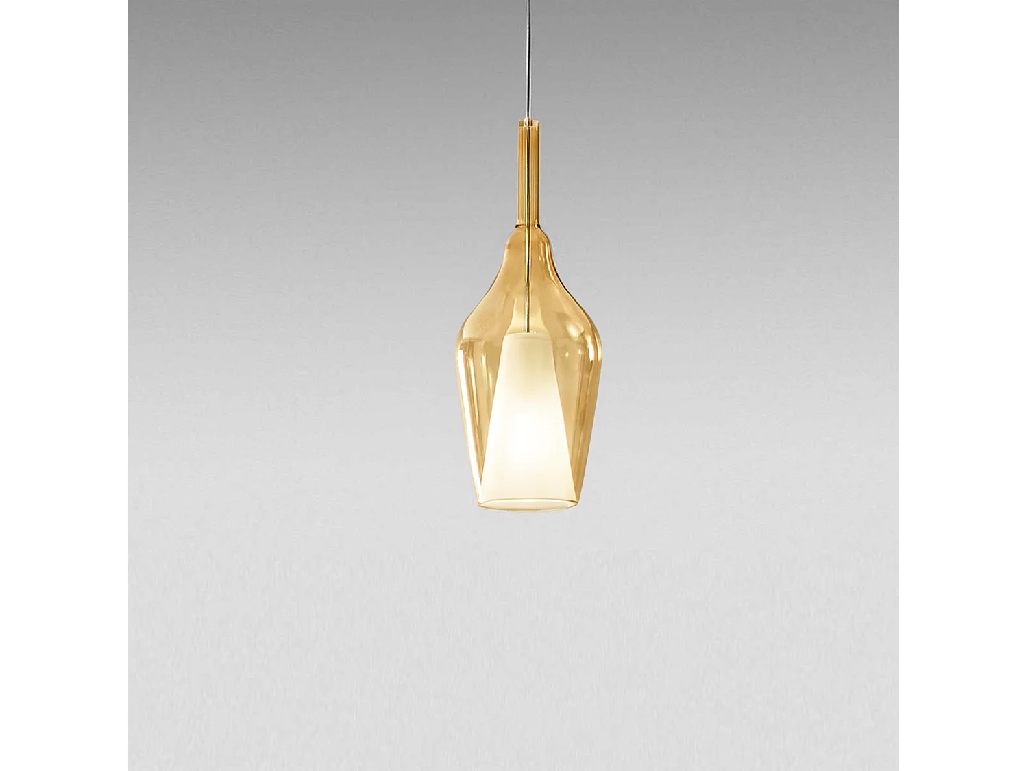 Ofelia S/12 Mini Suspension En Verre Borosilicate Ambre Transparent Avec Raccord E27 Et Câble De 3 Mètres Pour Intérieur - Gealuce