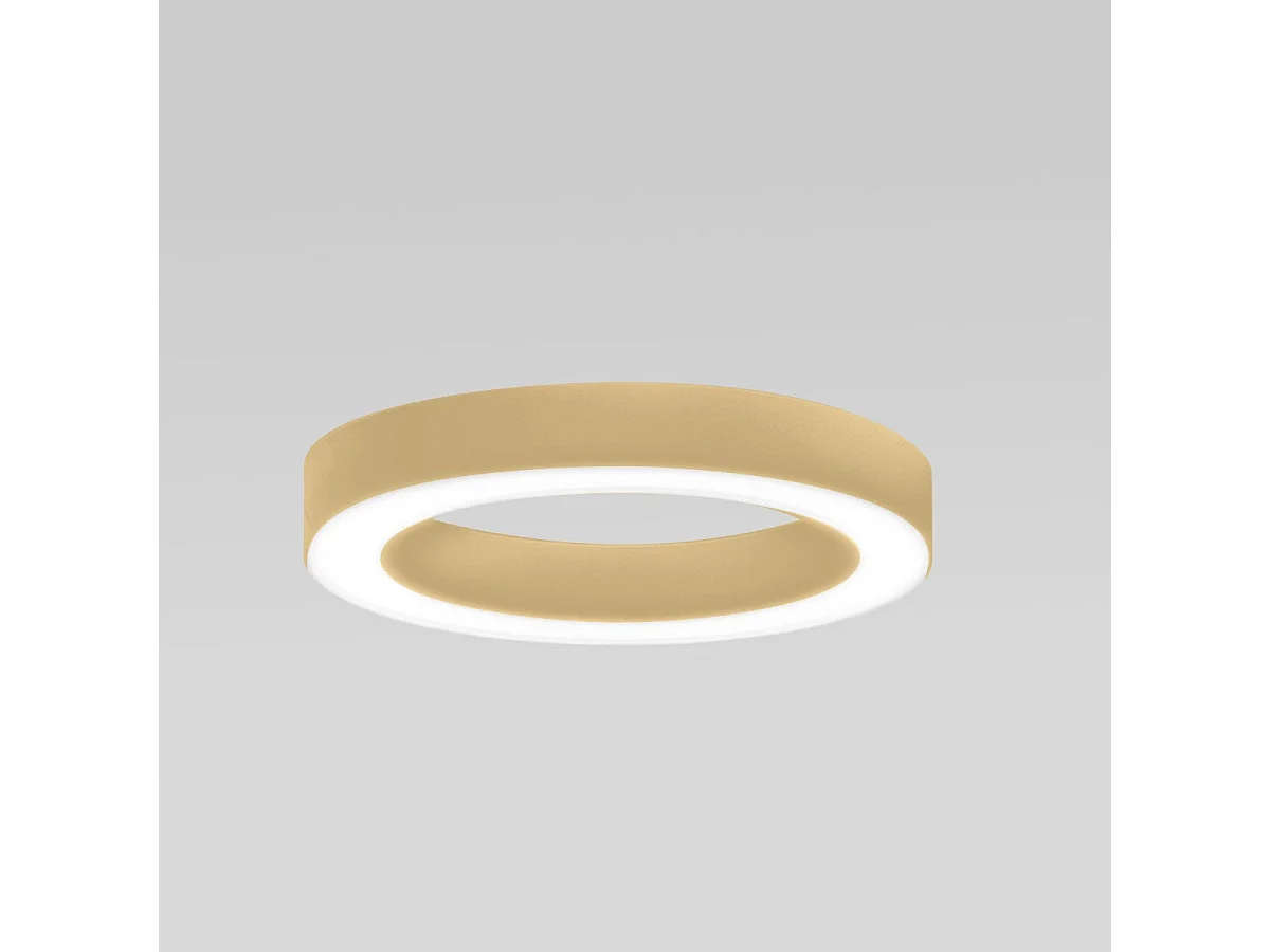 FLOR P/M Deckenleuchte – 50 W integrierte LED, 3000 K, Phasenanschnittdimmbar, gebürstetes Goldaluminium, Methacrylat-Diffusor – Gealuce