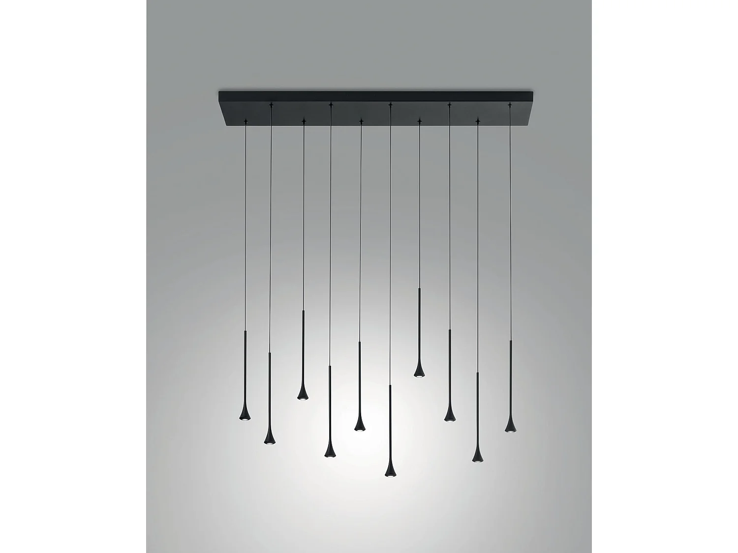 Susa LED-hanglamp 10x 5W 4650lm 3000K dimbaar in zwart metaal, IP20, in hoogte verstelbaar tot 200 cm - Susa
