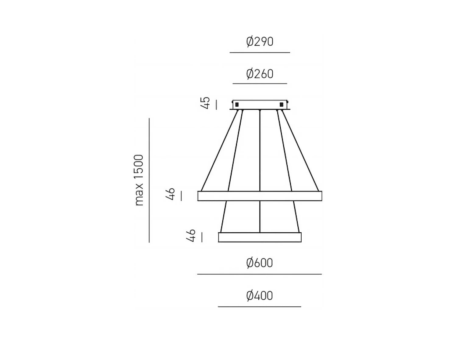 Luminária pendente Criseide S/2P em ouro escovado - LED 60W 3000lm 3000K dimerizável, dupla emissão, alumínio e silicone - Gealuce