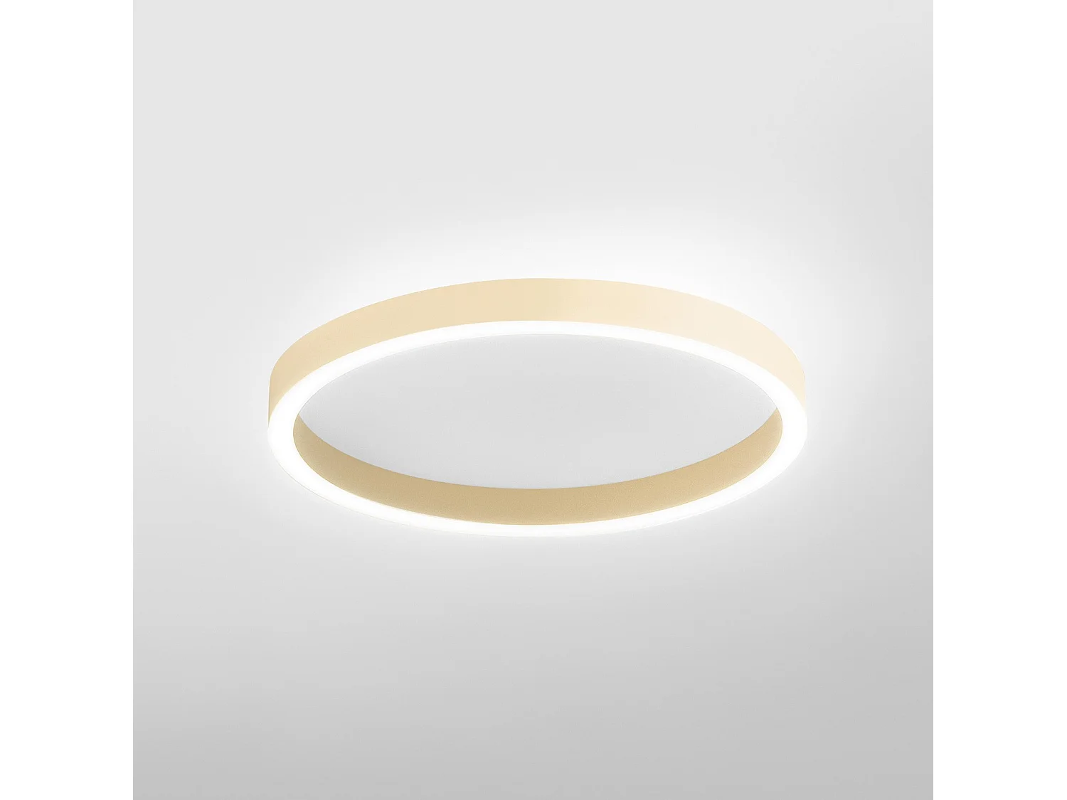 AELA P/M Deckenleuchte in neuem beigefarbenem Aluminium, 50 W + 10 W integrierte LED-Doppelabstrahlung, 3100 lm, dimmbar, Phasenanschnitt - Gealuce