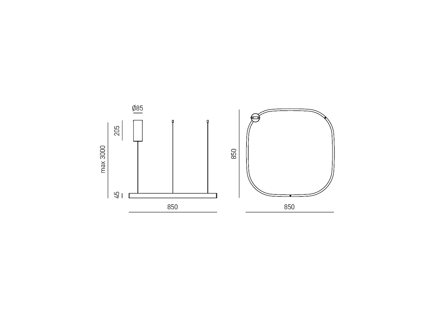 CRISEIDE S/1G Q Vierkante LED-hanglamp 80W 5300lm 3000K Dimbaar Satijnwit Aluminium - Gealuce