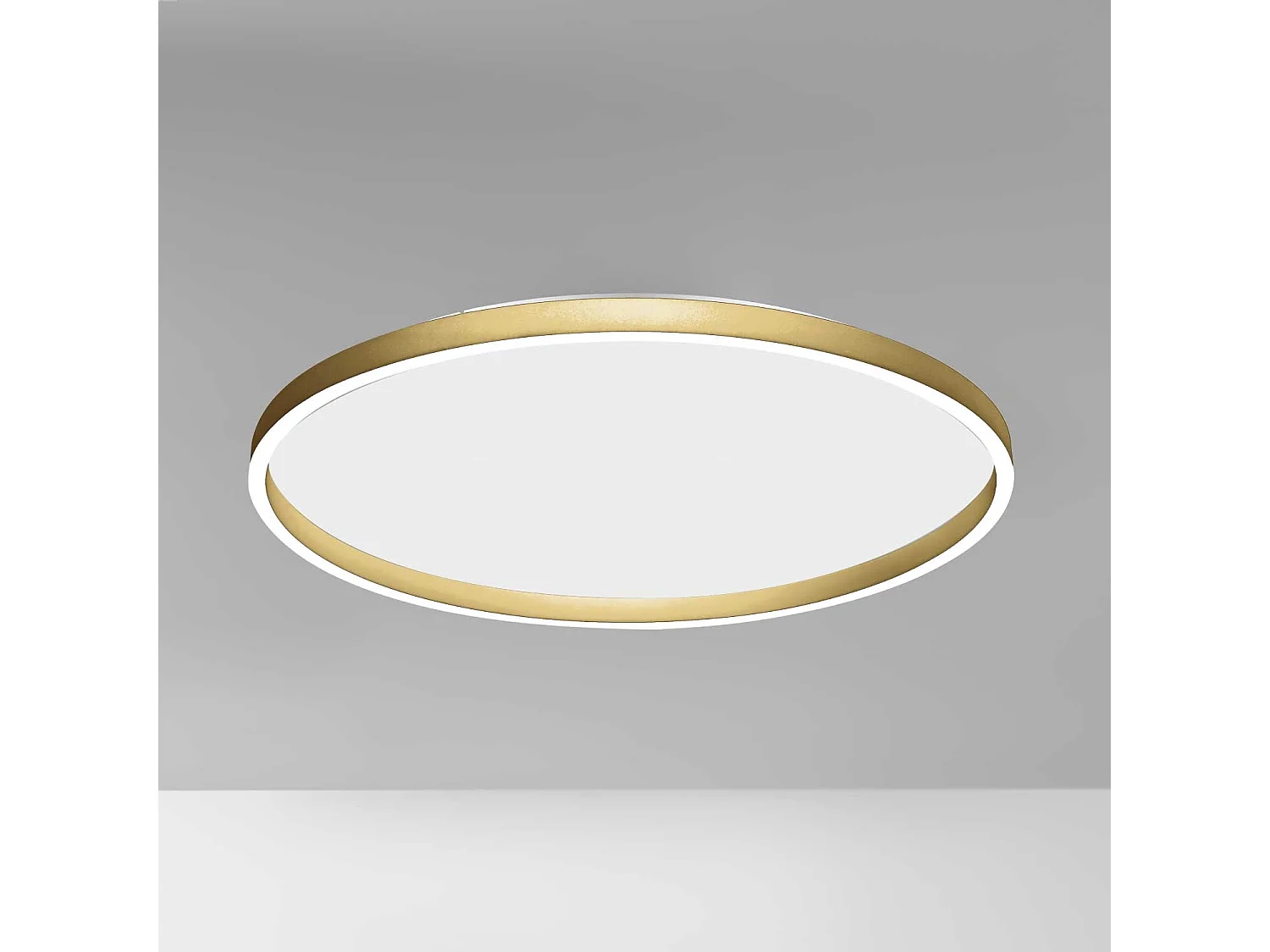 AELA P/G Deckenleuchte aus gebürstetem Aluminium in Goldoptik, 60 W + 12 W integrierte LED-Doppelabstrahlung, 3800 lm, dimmbar, Phasenanschnitt - Gealuce