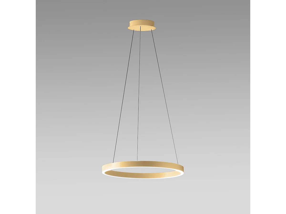 Criseide S/G Pendelleuchte in gebürstetem Gold – 80 W LED, 4200 lm, 3000 K, dimmbar, Doppelabstrahlung, Aluminium und Silikon – Gealuce