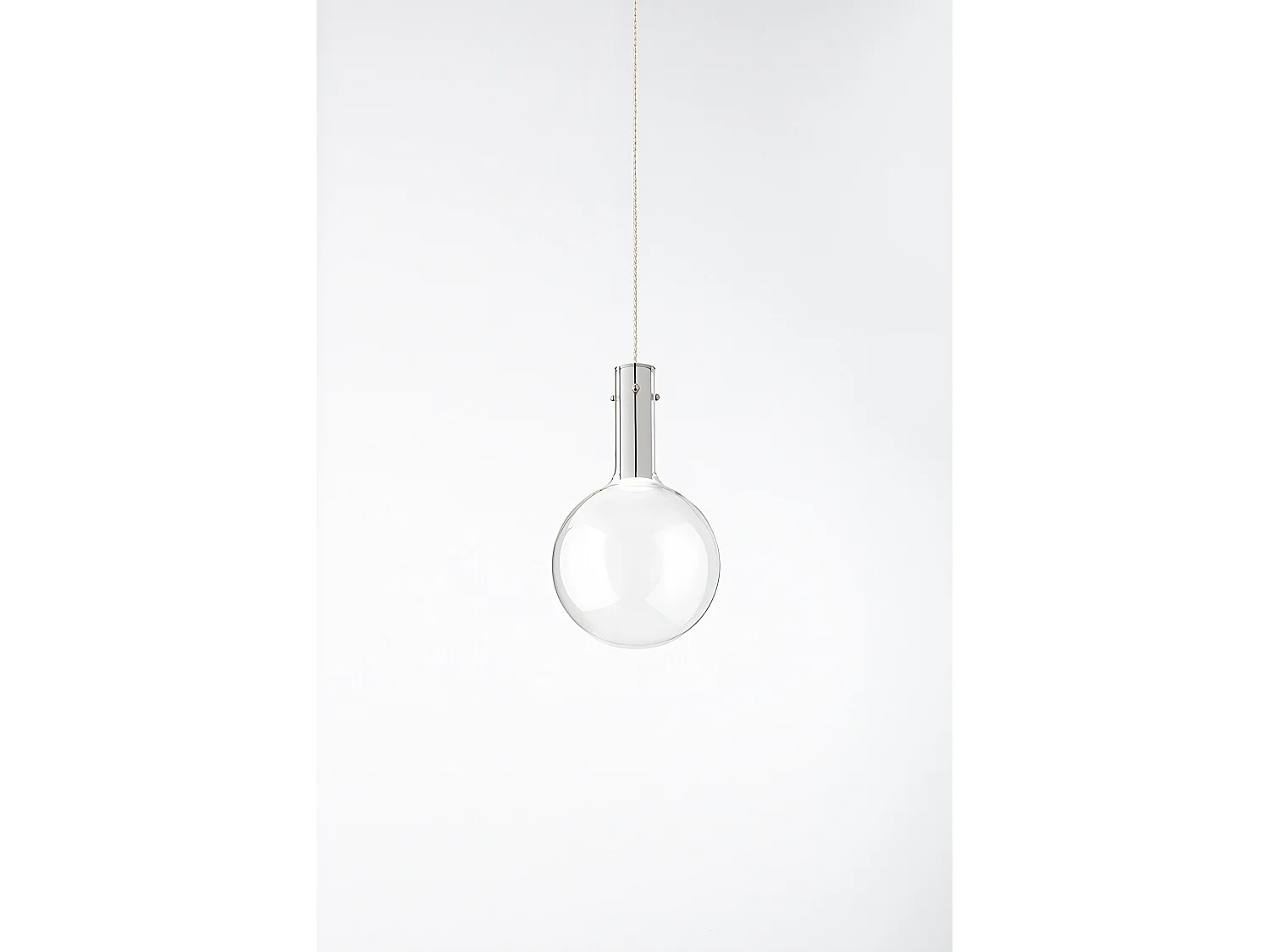 LED Pendant Lamp Series 8310 Transparent Glass, Polished Chrome Structure, 5W 3000K, Diameter 20 cm, 200 cm Cable IP20 - Perenz