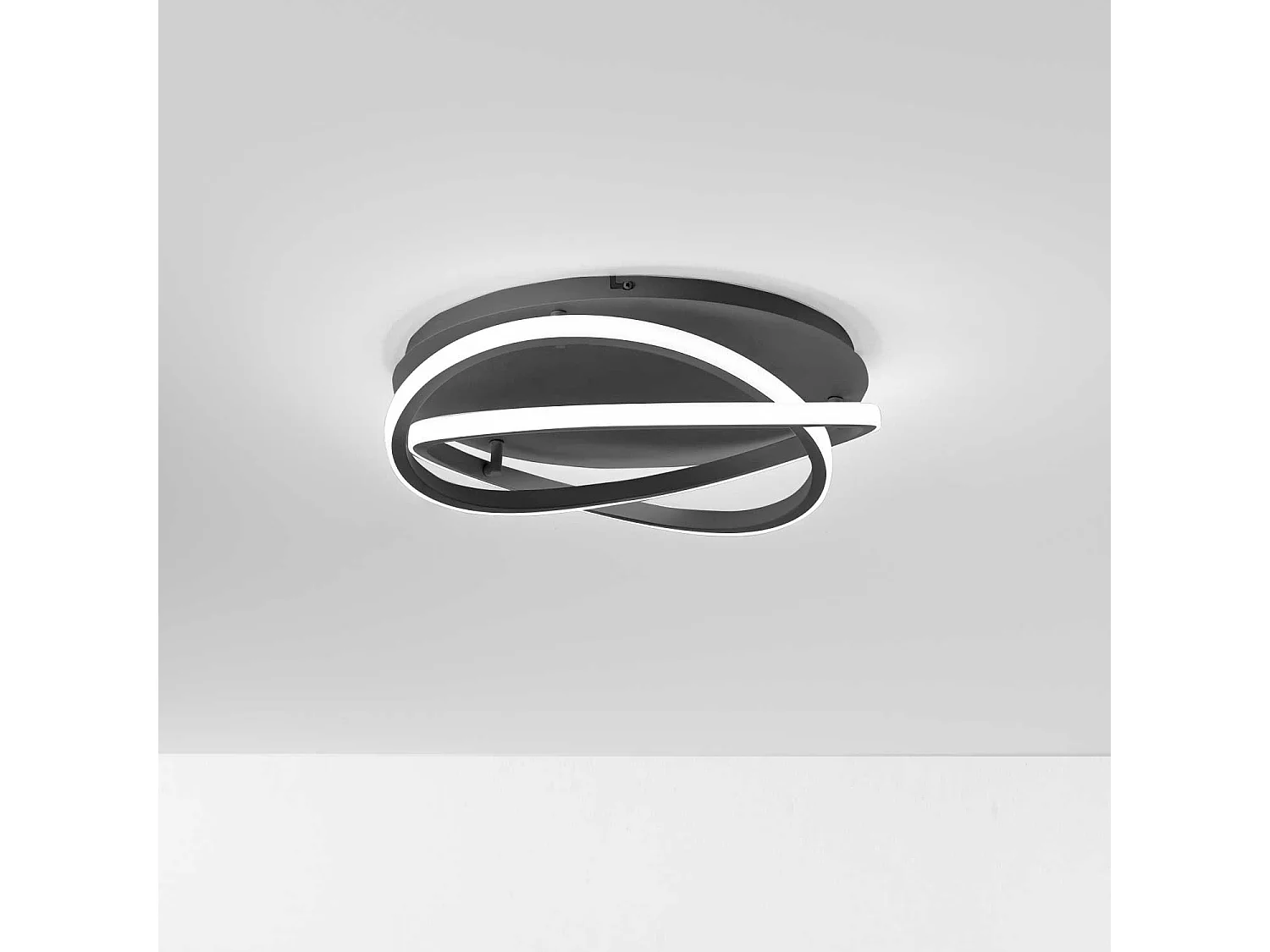 ATIA P/P Schwarze Aluminium-LED-Deckenleuchte 40W 1900lm 3000K Dimmbar Phasenanschnitt- und Druckschalter - Gealuce