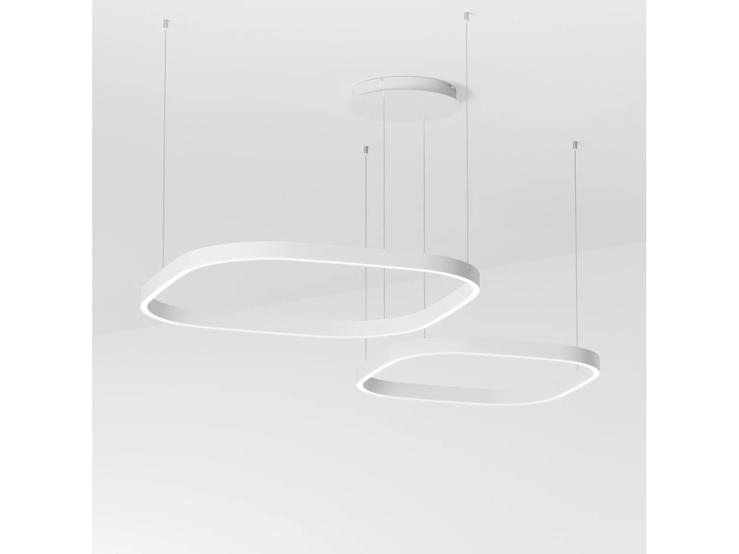 Criseide S/2D Q hanglamp - 90W LED 3000K 3600lm in wit aluminium - dimbaar, dubbele lichtbundel, faseafsnijding - Gealuce