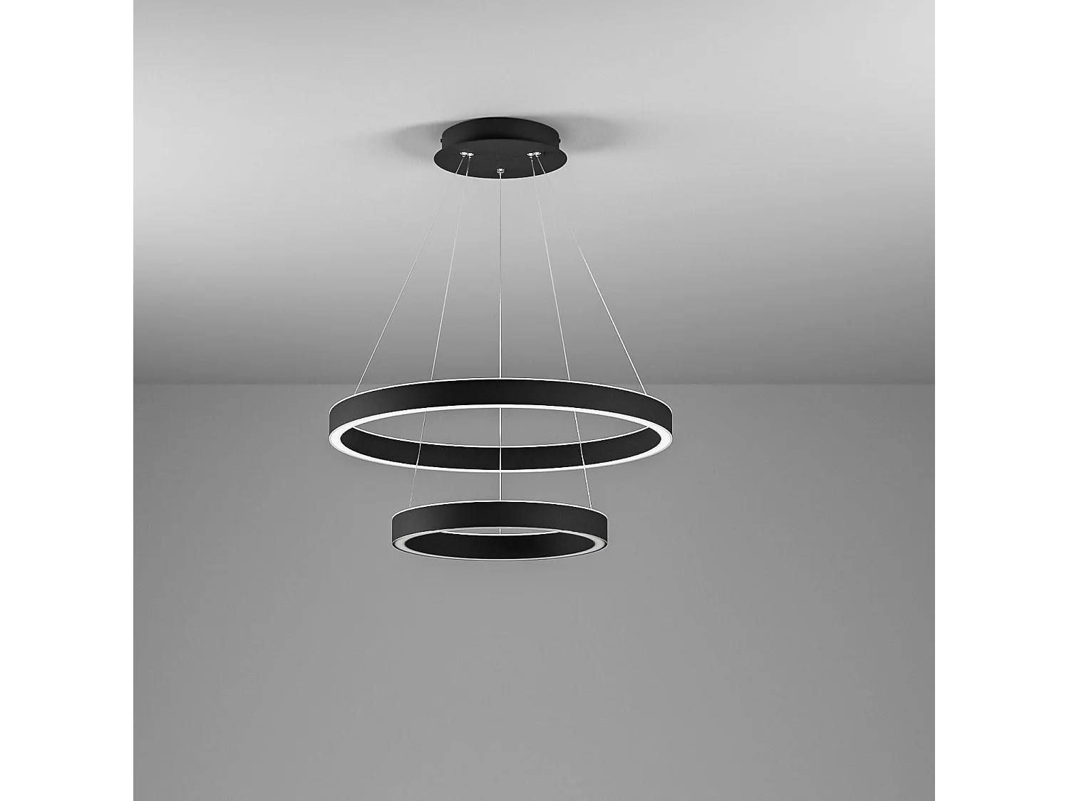 Criseide S/2P Schwarze Pendelleuchte – Integrierte LED 60 W 3000 lm 3000 K dimmbar, doppelte Lichtabstrahlung, Aluminium und Silikon – Gealuce
