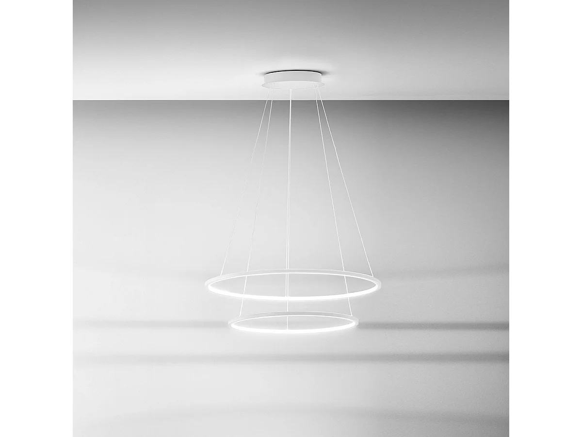 ERIKA S/2 LED-Pendelleuchte 80 W 3700 lm 3000 K dimmbar, Phasenanschnitt + Druckschalter, Gehäuse aus Aluminium und weißem Silikon - Gealuce