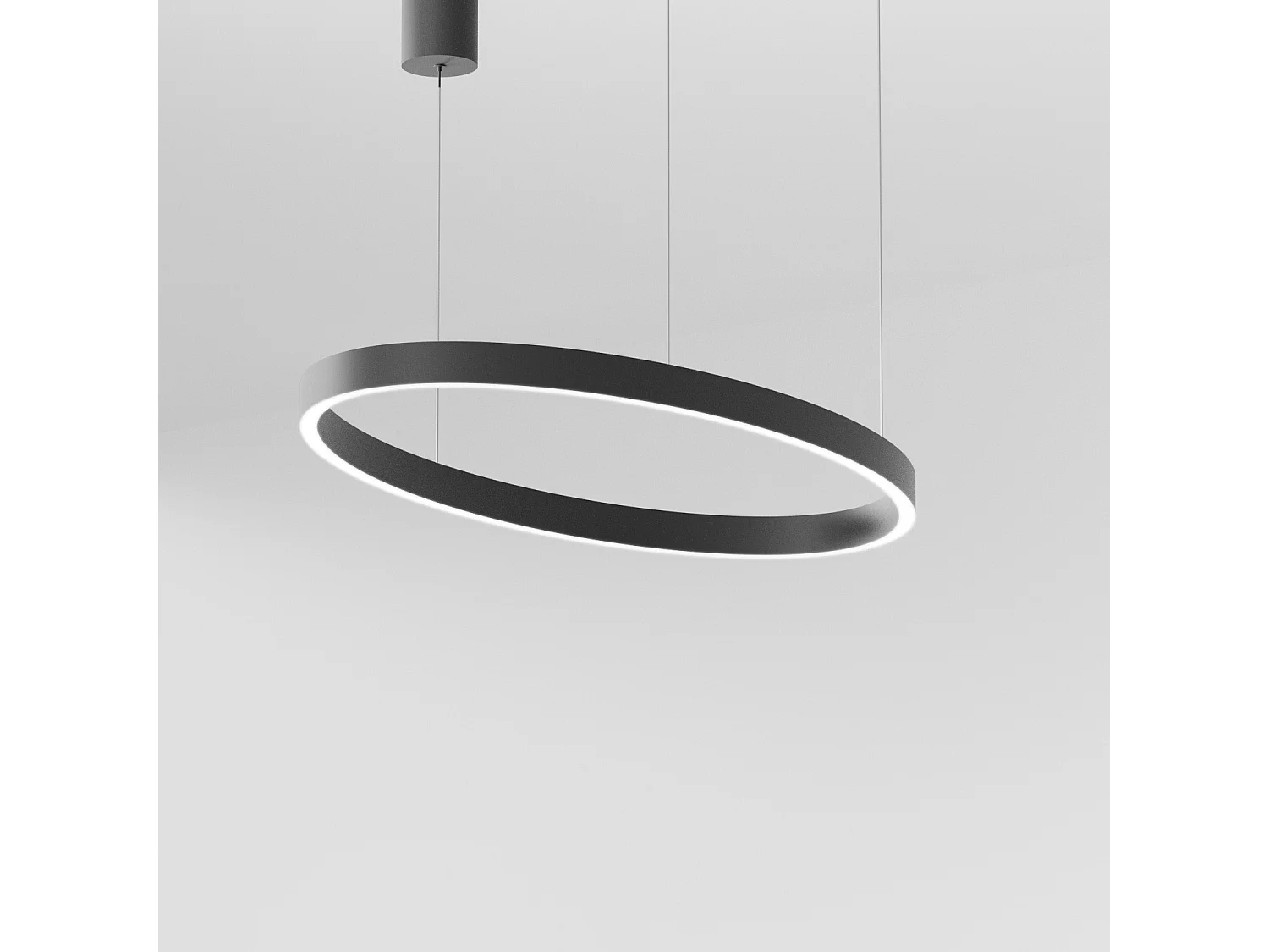 CRISEIDE S/1P Ovale Pendelleuchte – 30W+30W LED, 3000K, dimmbar, in Satinschwarz, Aluminiumrahmen, Silikondiffusor – Gealuce
