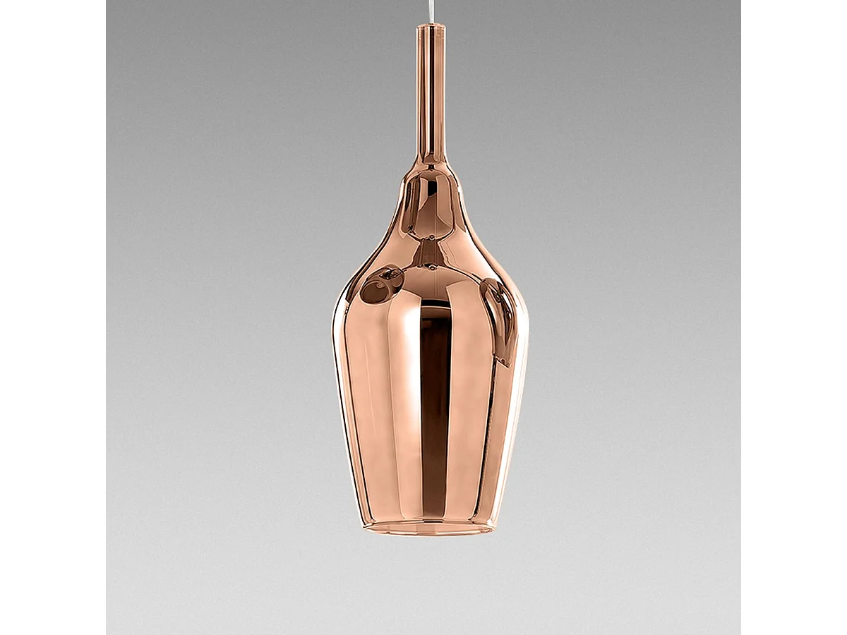 Lampada a sospensione Ofelia S/12 in vetro borosilicato colore Rame Specchiato con portalampade G9, cavo 3 metri - Gealuce Design Moderno
