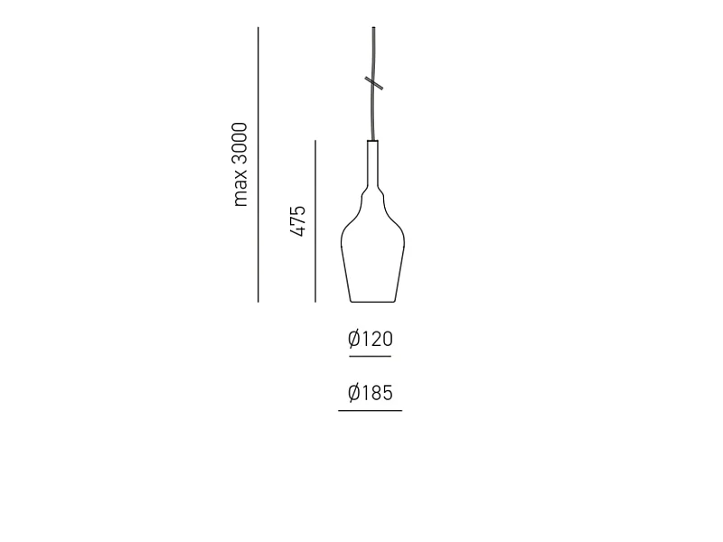 Lampada a sospensione Ofelia S/12 in vetro borosilicato colore Rame Specchiato con portalampade G9, cavo 3 metri - Gealuce Design Moderno