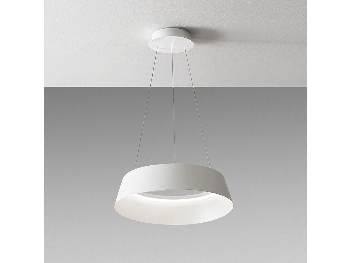 Juliette S Gealuce LED-hanglamp 50W 2300lm 3000K opaalwit, satijn aluminium frame, dimbaar met fasefilter - FJUSB1