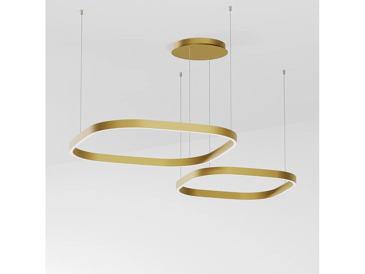 Criseide S/2D Q Pendelleuchte – 90 W LED, 3000 K, 3800 lm, goldfarbenes Aluminium – dimmbar, zweifarbige Phasenanschnittsbeleuchtung – Gealuce