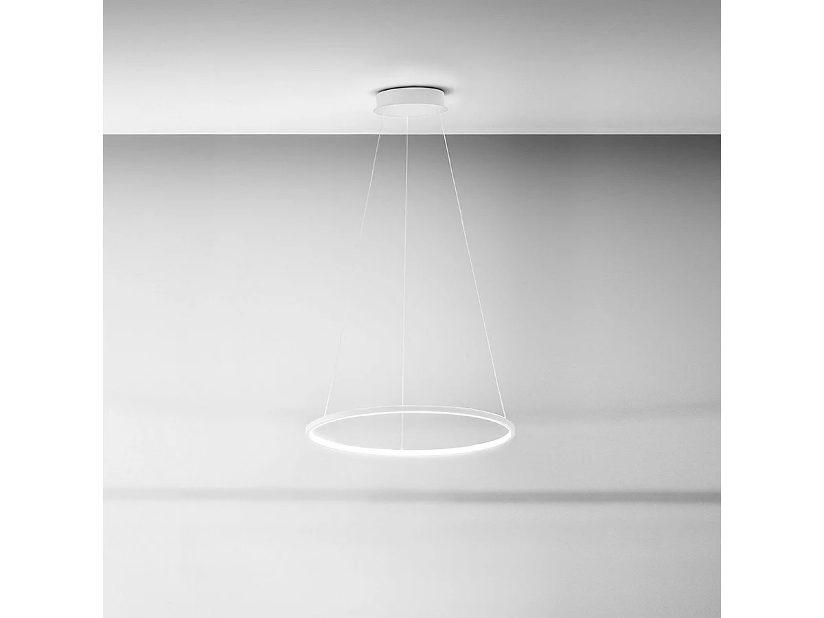 ERIKA S/P LED-Pendelleuchte 38 W 1400 lm 3000 K dimmbar, Phasenanschnitt + Druckschalter, Gehäuse aus Aluminium und weißem Silikon - Gealuce