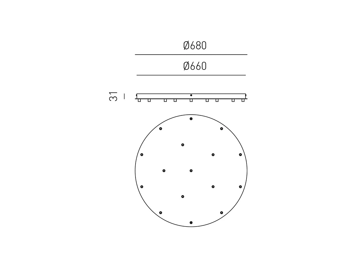 Runde Deckenrosette für OFELIA MINI B T/16 Pendelleuchte – 16 Löcher, mattweißes Metall, inklusive Befestigungsmaterial und Klemmenblock – Gea Luce