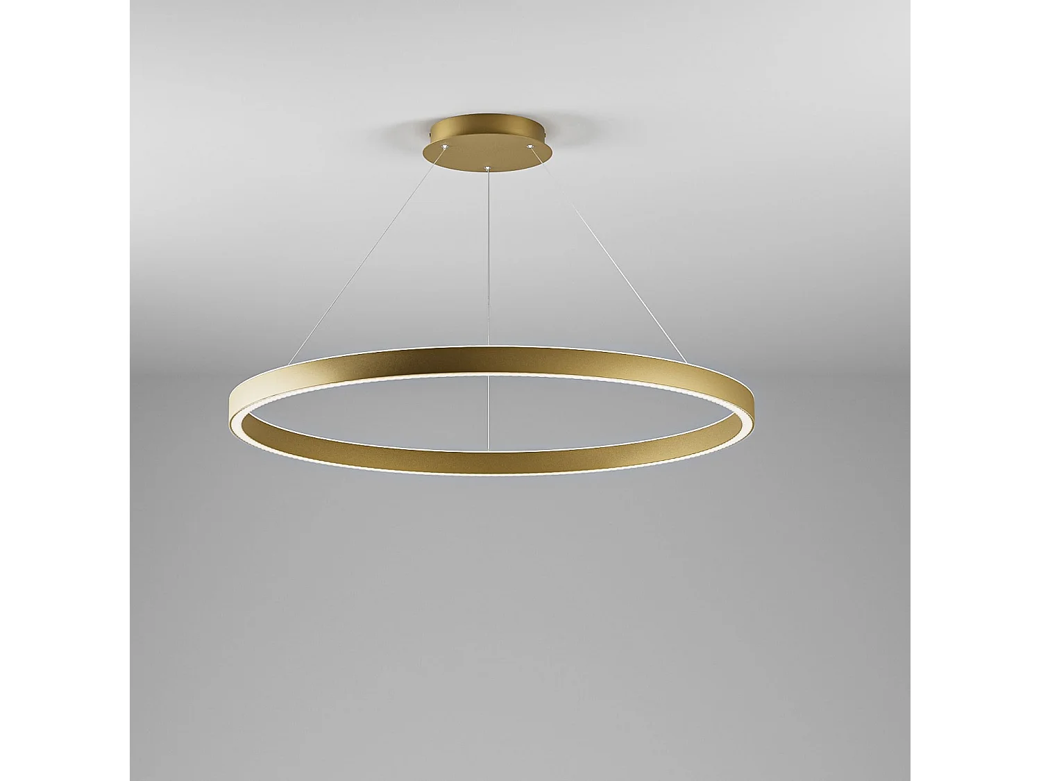 Luminária pendente CRISEIDE S/S LED 100W 5200lm 3000K em alumínio dourado escovado, dimerizável com Phase Cut e Push - Gealuce
