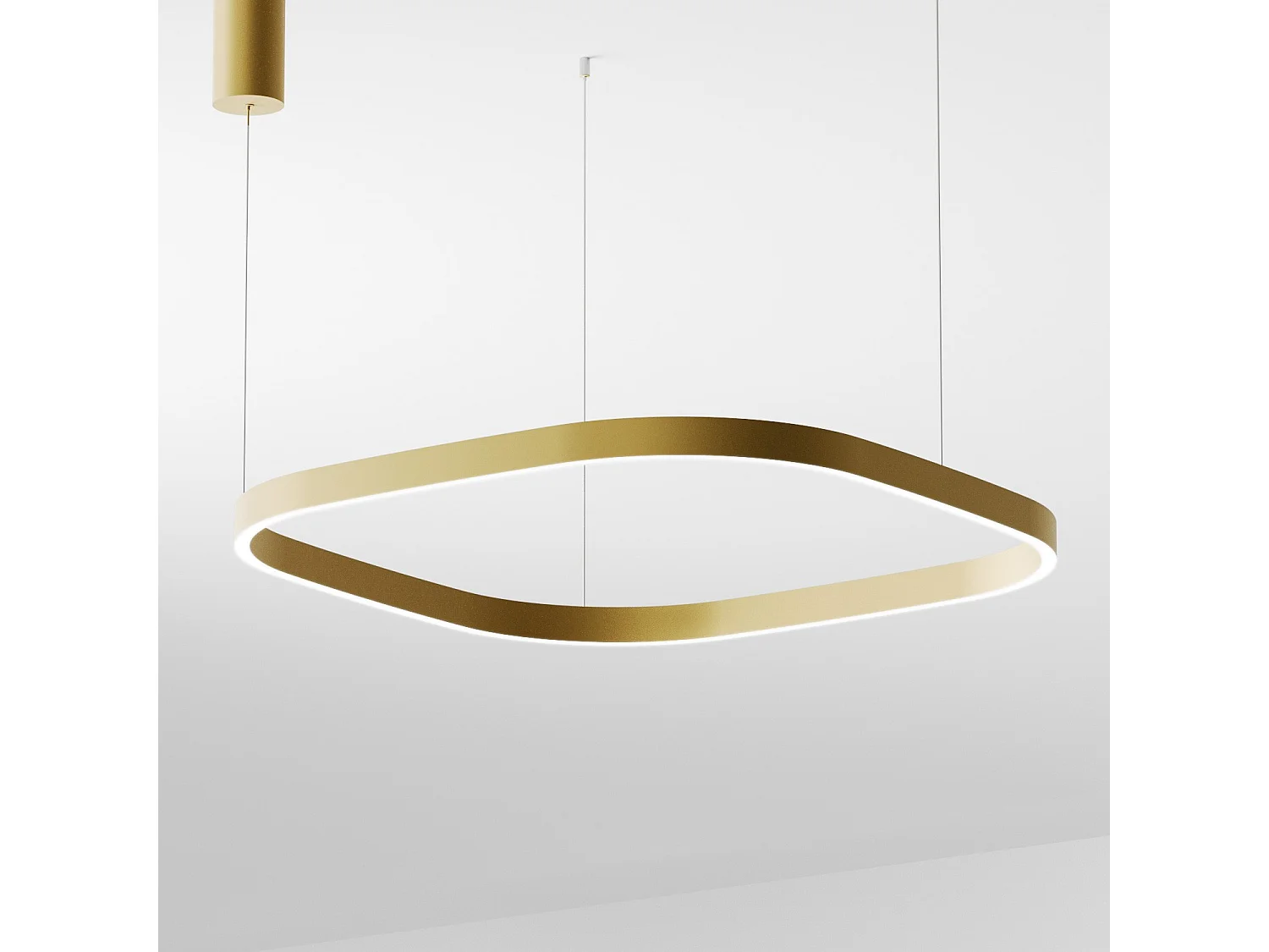 Luminária pendente quadrada CRISEIDE S/1G Q LED 80W 4200lm 3000K dimerizável em alumínio dourado escovado - Gealuce