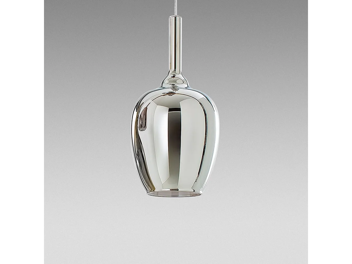 Ofelia Lampe À Suspension S/10 Chrome Miroir - Verre Borosilicate E27, Câble 3M, Éclairage Moderne Gea Luce