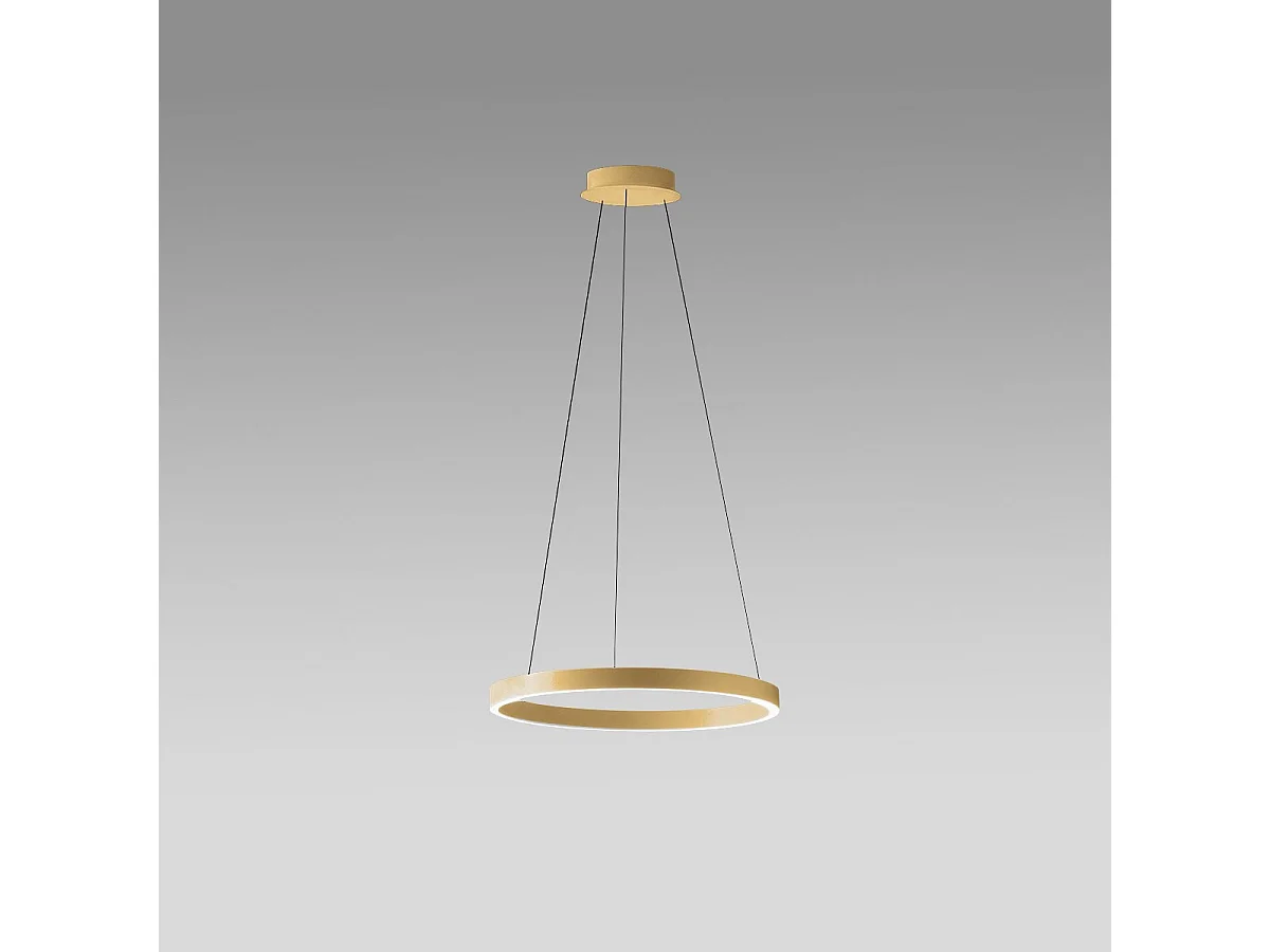 Criseide S/P Pendelleuchte in gebürstetem Gold – 60 W LED, 3100 lm, 3000 K, dimmbar, Doppelabstrahlung, Aluminium und Silikon – Gealuce