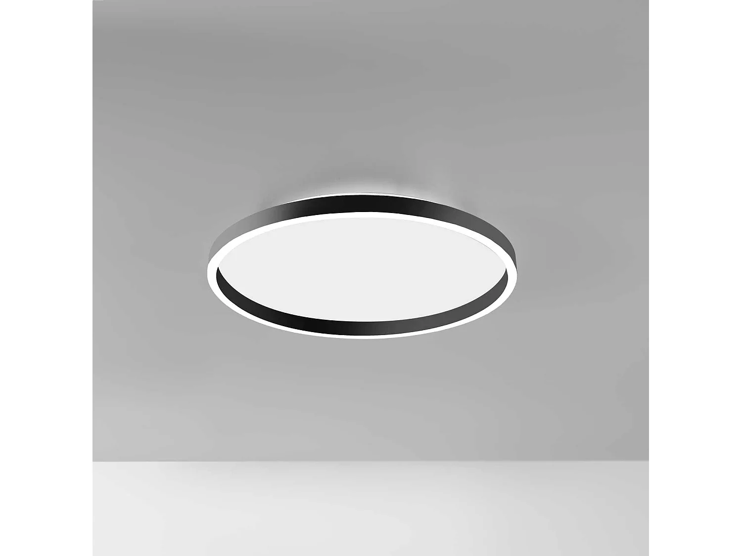 AELA P/M Deckenleuchte in Schwarz-Satin-Aluminium, 50 W + 10 W integrierte LED-Doppelabstrahlung, 3100 lm, dimmbar, Phasenanschnitt - Gealuce
