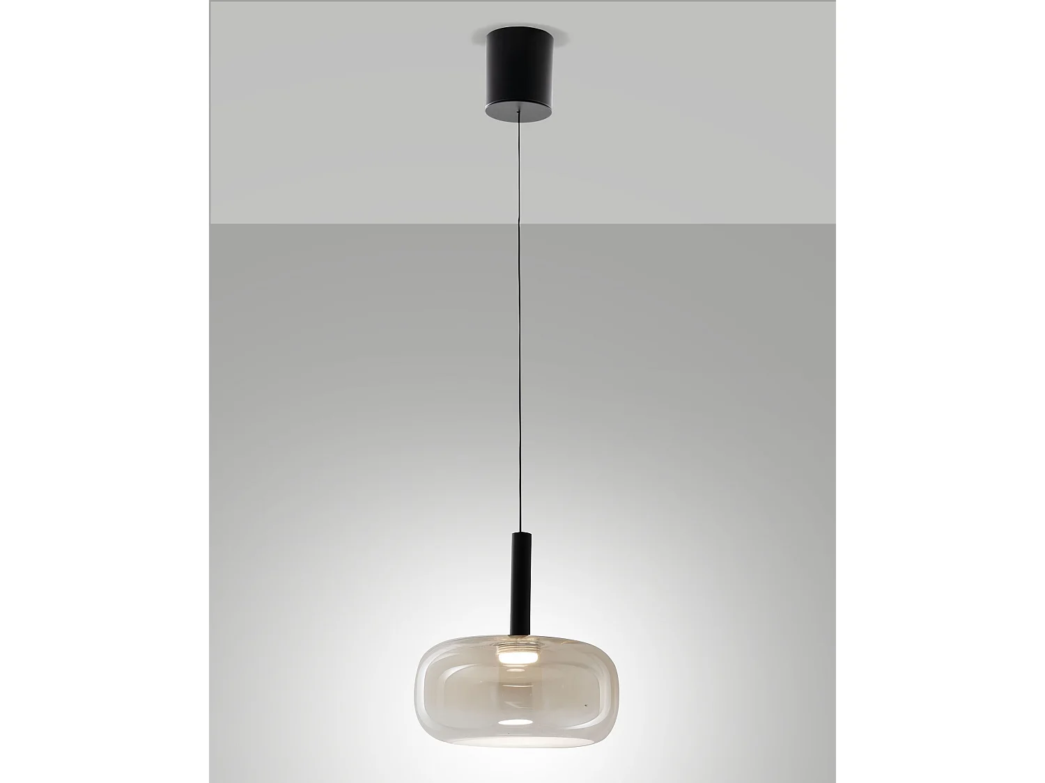 Devero 8W LED-hanglamp, Ø25cm, cognacbruin getint borosilicaatglas, dimbaar, kleurtemperatuur 2700K-3000K-4000K, IP20 - Devero collectie