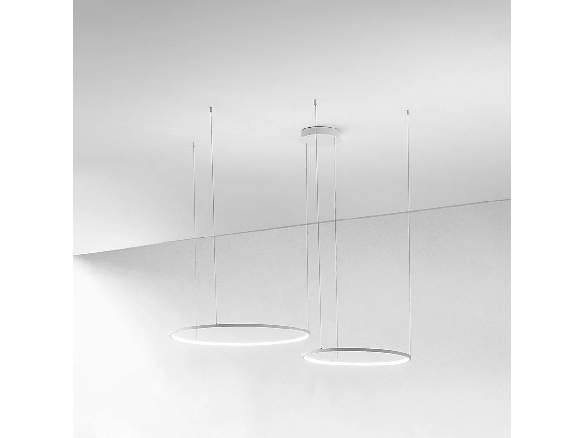 ERIKA S/2D LED-Pendelleuchte 80 W 3700 lm 3000 K dimmbar, Phasenanschnitt + Druckschalter, Gehäuse aus Aluminium und weißem Silikon - Gealuce