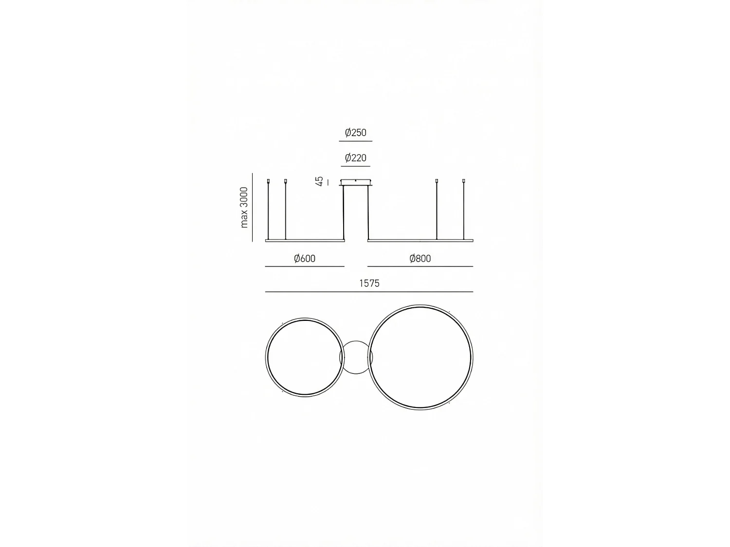ERIKA S/2D LED-Pendelleuchte 80 W 3700 lm 3000 K dimmbar, Phasenanschnitt + Druckschalter, Gehäuse aus Aluminium und weißem Silikon - Gealuce