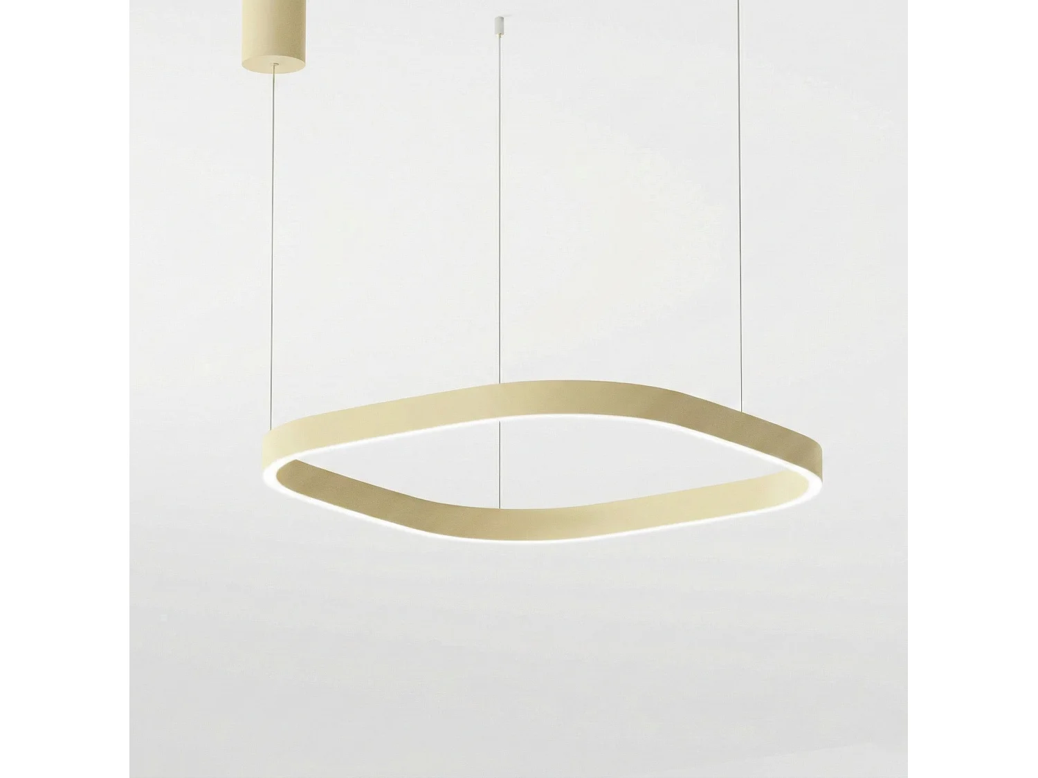 Criseide S/1P Q Pendelleuchte – 60 W LED, 3000 K, 4300 lm, beigefarbenes Aluminium – dimmbar, zweifarbige Phasenanschnittsbeleuchtung – Gealuce